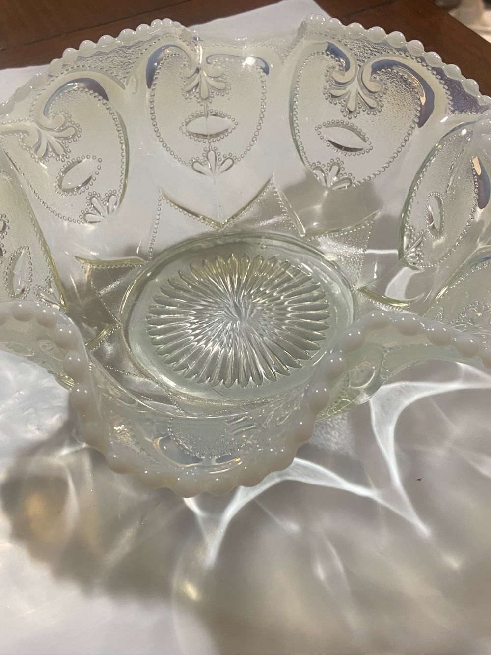 Opalescent Decorative Glass Bowl - White